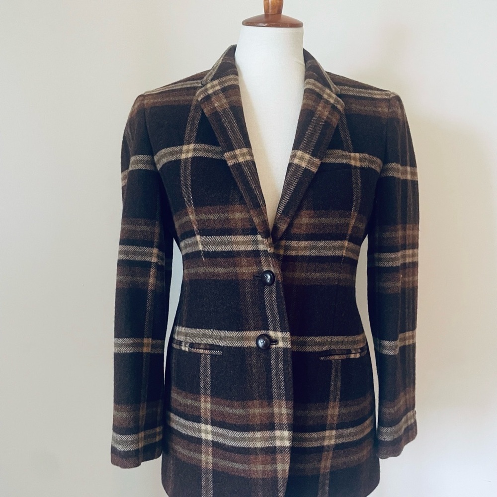 Ralph Lauren Vintage Brown Plaid Women's Blazer RARE
